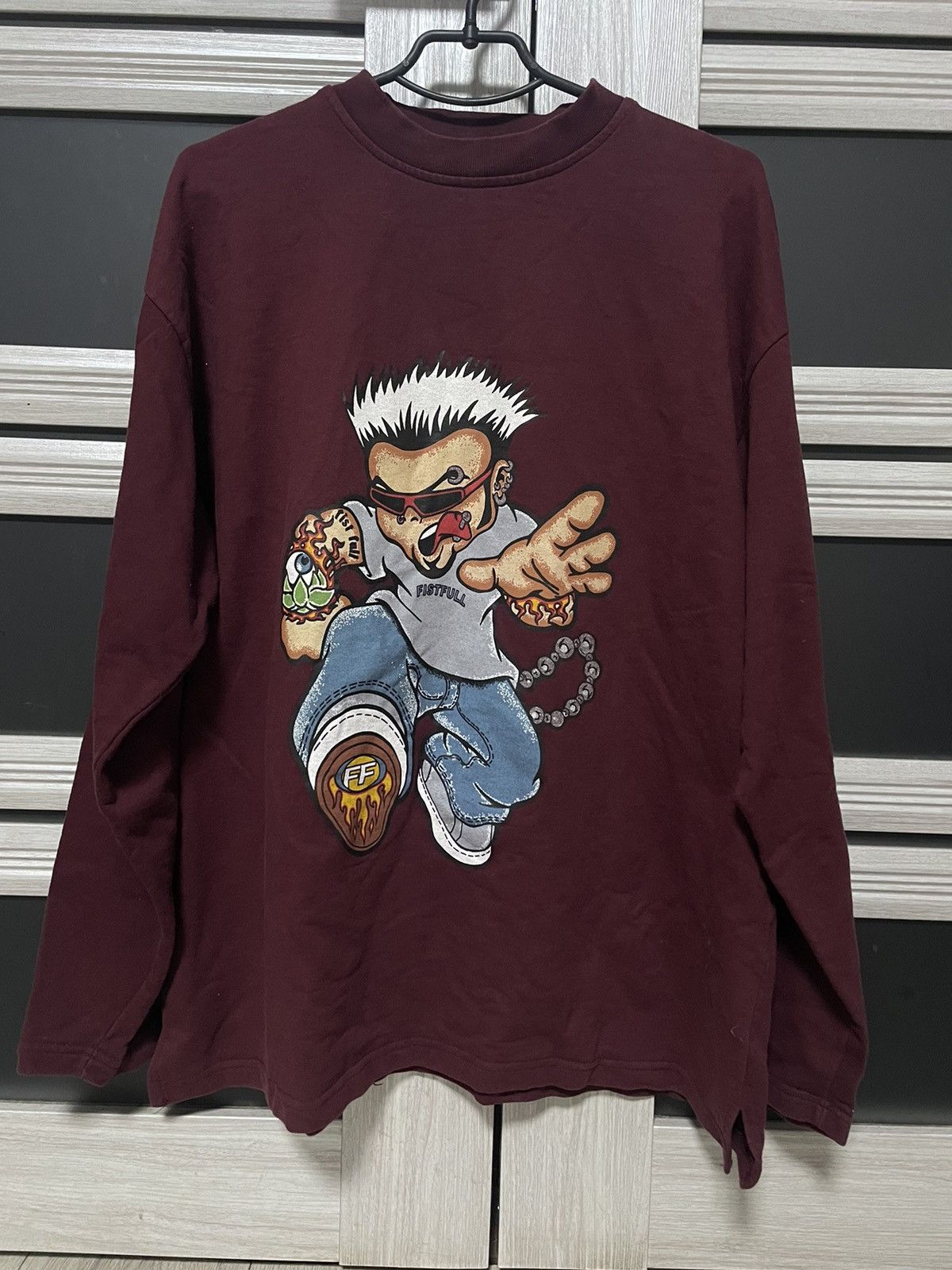 Vintage Vintage 90s Fistfull Sweatshirt Skate Hip Hop Y2K Graphic XL Size US XL / EU 56 / 4 - 1 Thumbnail