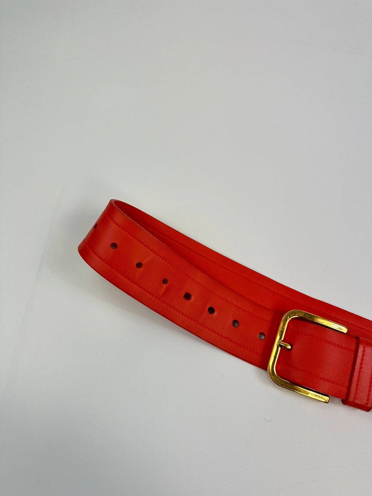 Prada Prada SS2010 Large Red Rose Gold Leather Belt Size ONE SIZE - 3 Thumbnail