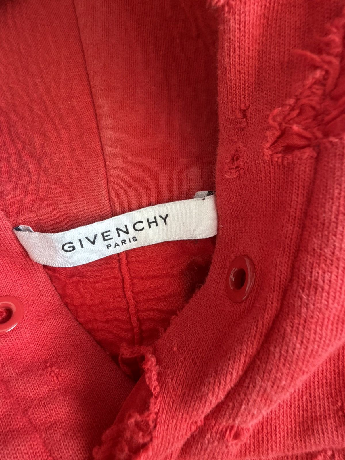 Givenchy Givenchy Red Distressed Hoodie Size US S / EU 44-46 / 1 - 4 Thumbnail