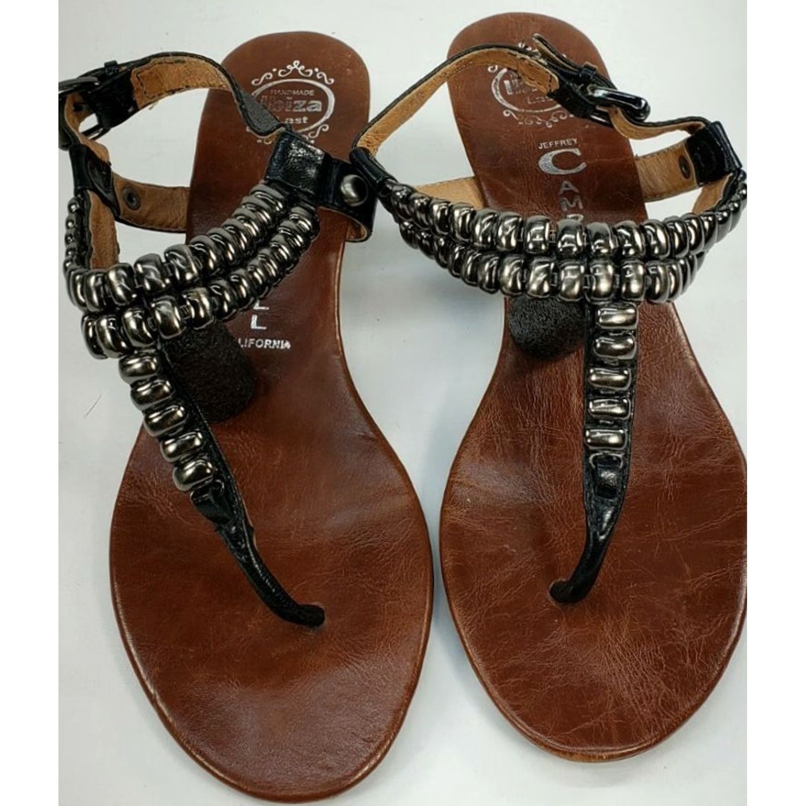 Jeffrey Campbell JEFFREY CAMPBELL Ibiza Last T Strap Sandals Black Leather Studs Wedge Size 8.5M Womens Size US 9 / IT 39 - 2 Thumbnail