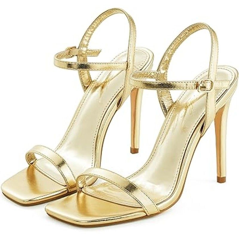 Other Genshuo Women's Size 6 Shiny Gold Open Toe Heels Sandals Size US 6 / IT 36 - 1 Thumbnail