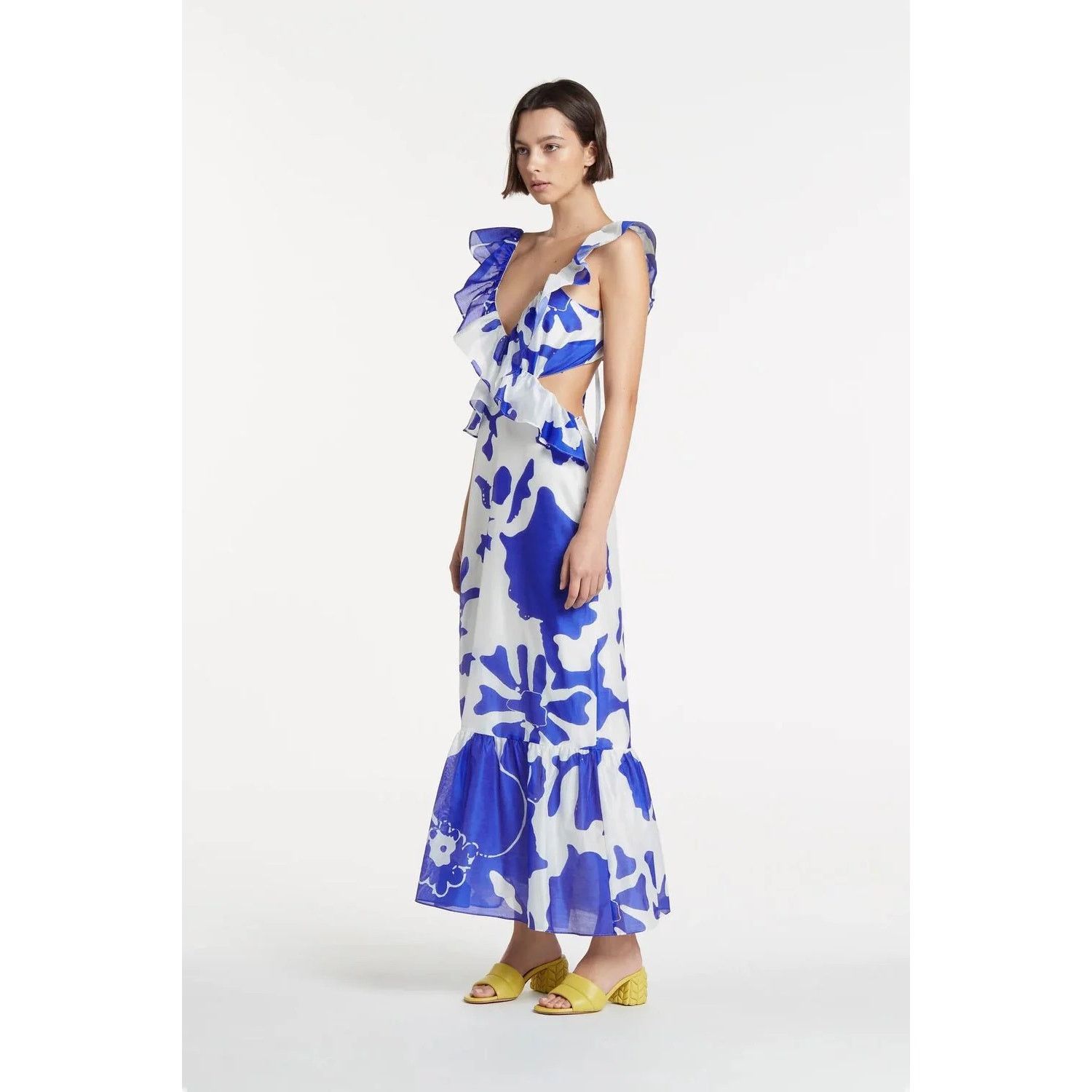 SIR. Sir The Label Vivi Frill Maxi Dress blue white size US 2 XS Size XS / US 0-2 / IT 36-38 - 7 Thumbnail
