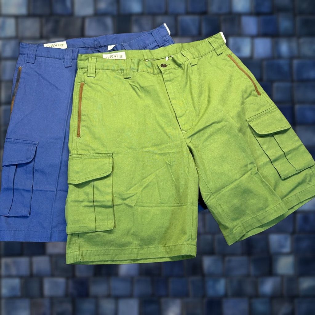 Orvis Cargo Shorts Men 36 Green Blue 100% Cotton 10