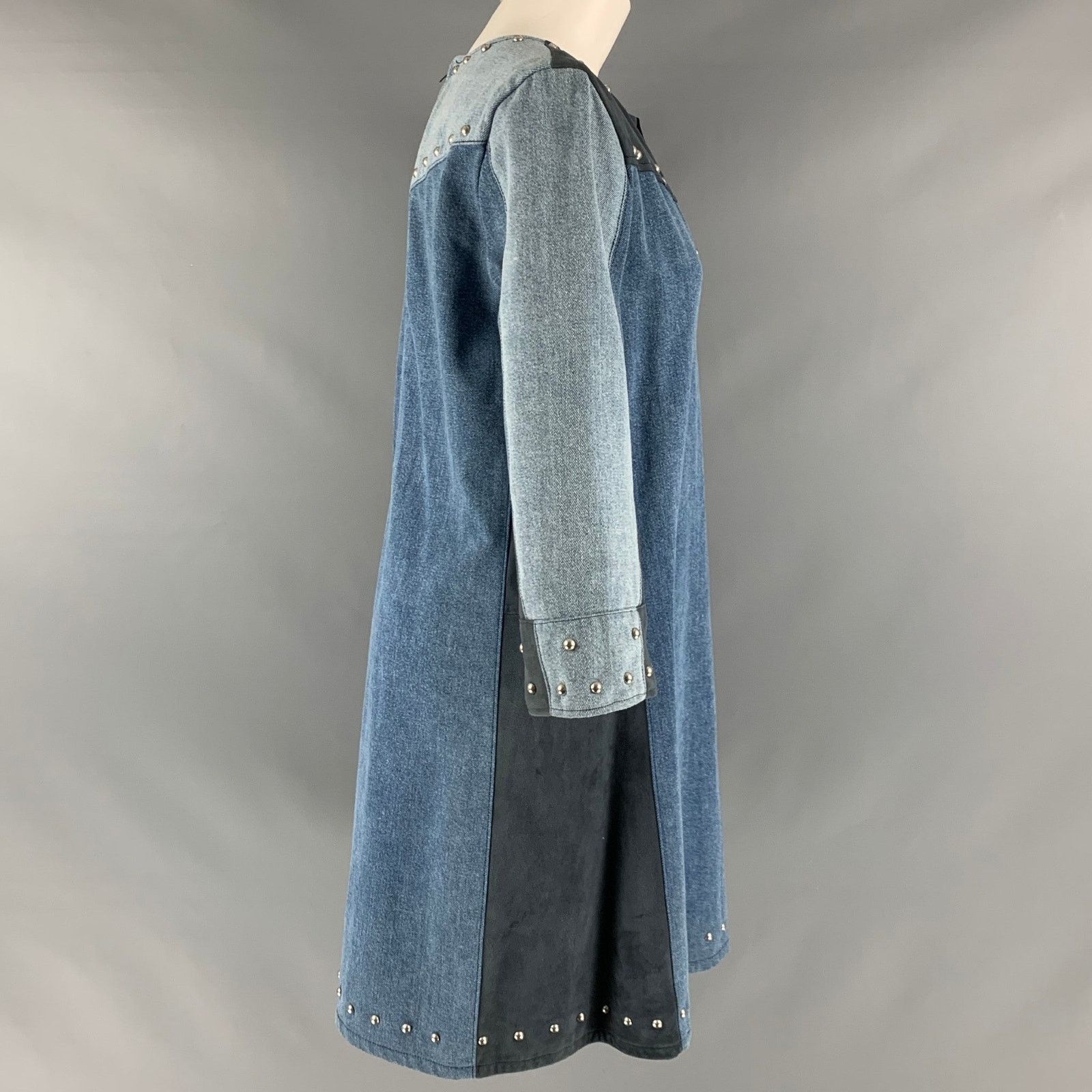 Other M.I.H JEANS Size S Blue Grey Cotton Studded V-Neck Dress Size S / US 4 / IT 40 - 3 Thumbnail