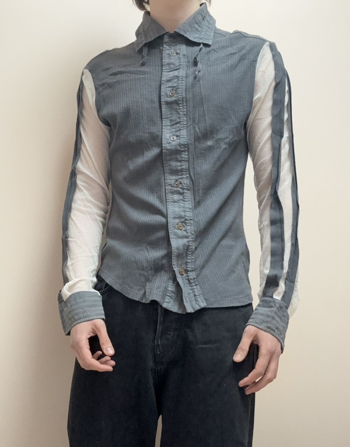 Vivienne Westwood Archive Vivienne Westwood Asymmetrical Mesh Sleeve Shirt Man Size US L / EU 52-54 / 3 - 10 Thumbnail