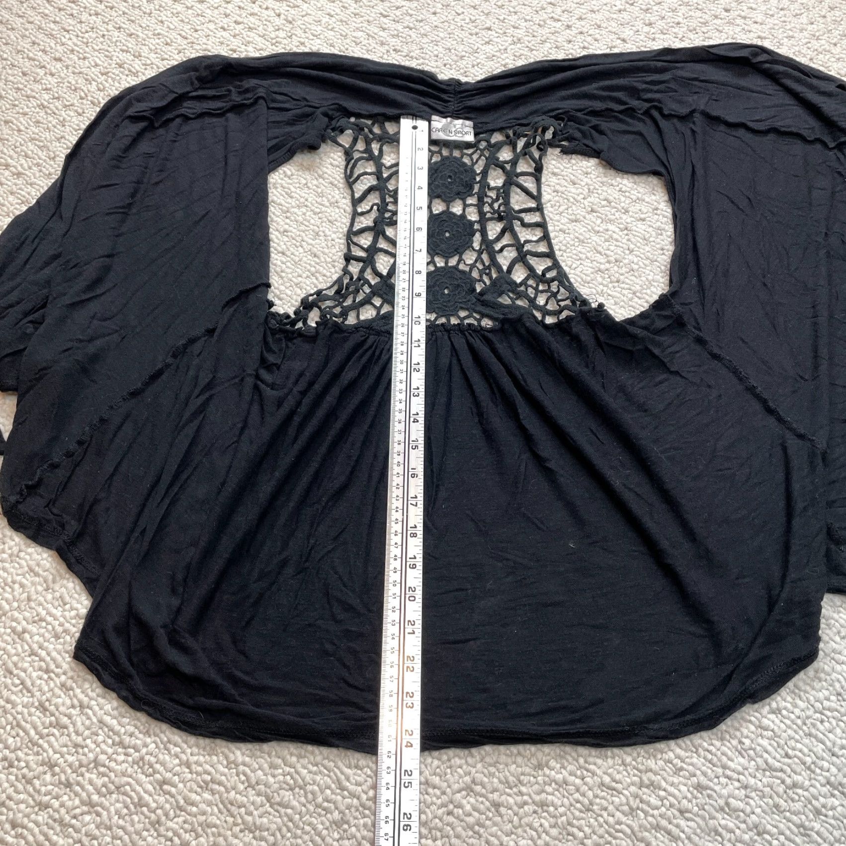Vintage Caren Sport Tank Top Jersey Womens 1X Black Crochet Back Rayon Spandex Slim Regular Lightweight Stretch Size XL / US 12-14 / IT 48-50 - 2 Thumbnail