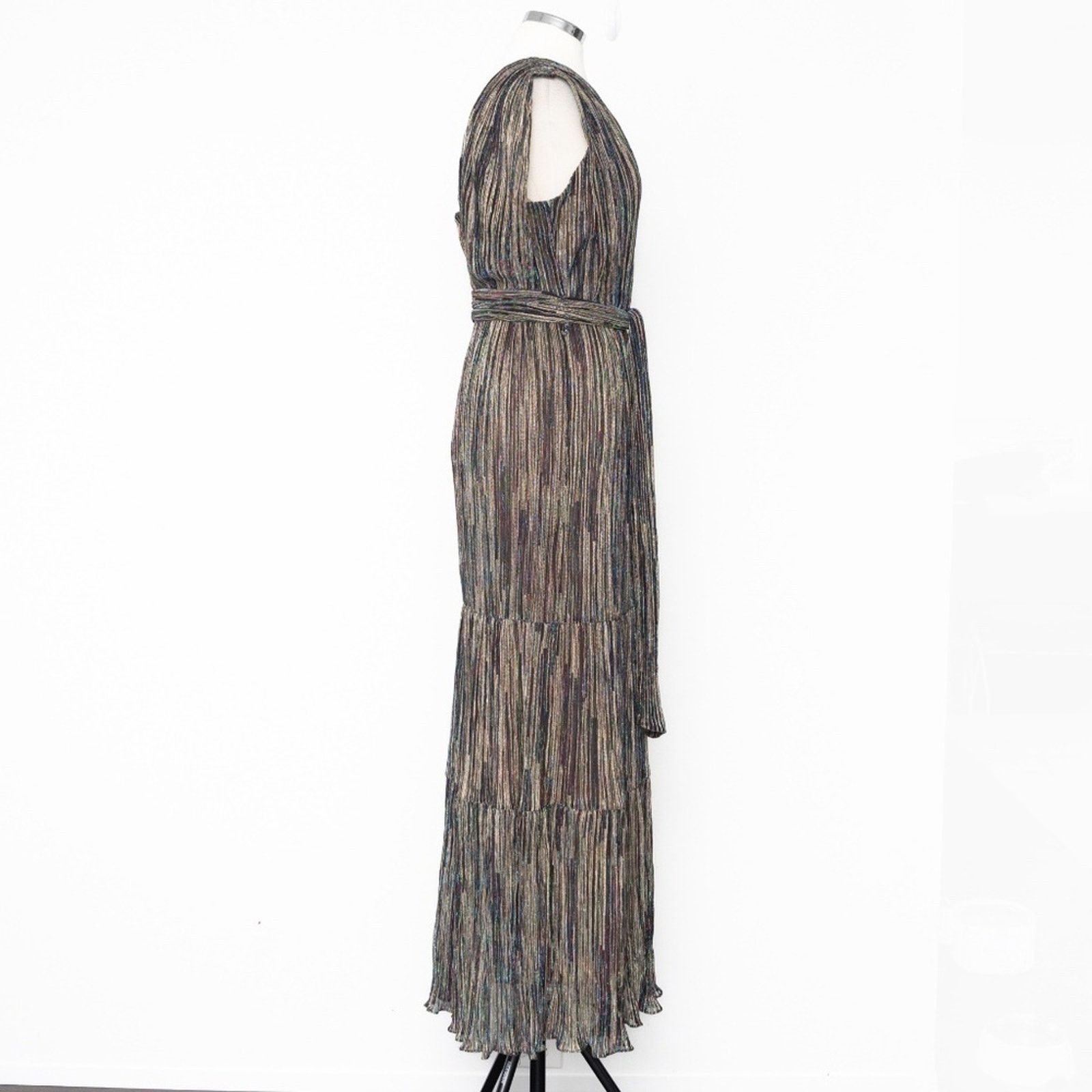 Designer Harlyn - Plunge V-Neck Tie Waist Pleated Gown Size M / US 6-8 / IT 42-44 - 5 Thumbnail