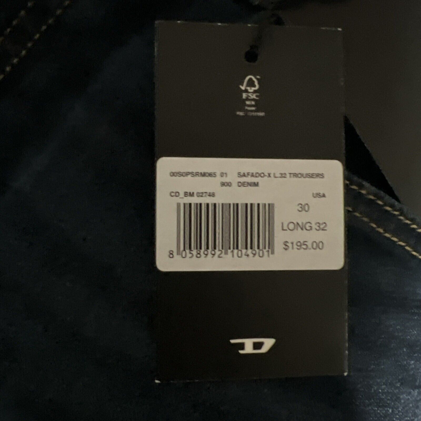 Diesel Diesel Mens Safado Straight Jeans RM065 Dark Blue Size 30/32 Size US 30 / EU 46 - 7 Thumbnail