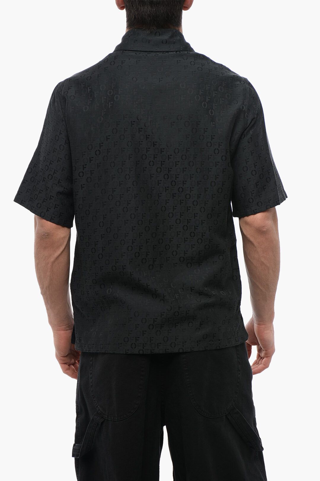 Off-White og1mm0625 Silk Blend Bowling Shirt in Black Size US L / EU 52-54 / 3 - 2 Thumbnail