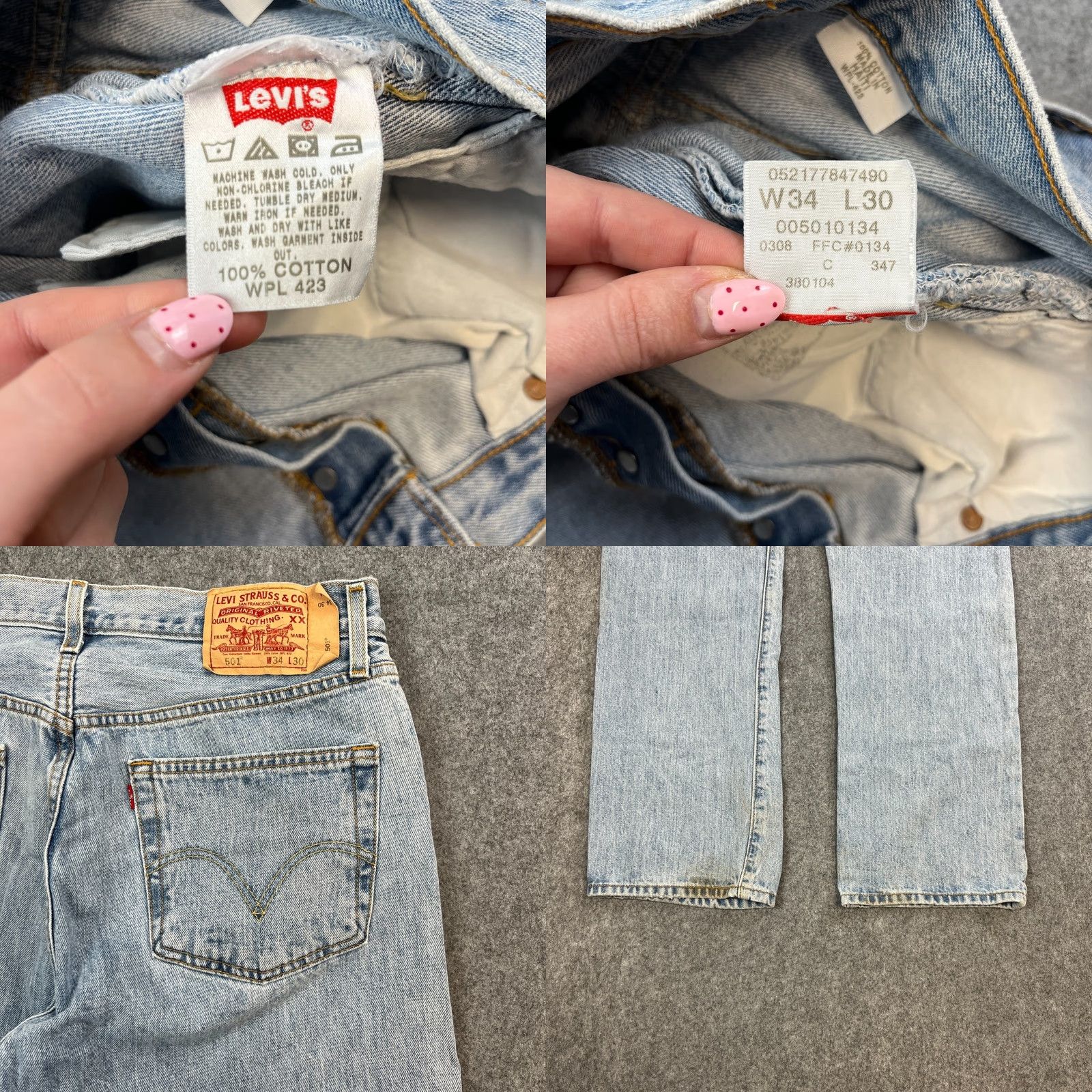 Levi's Levi's 501 Mens Jeans Regular Straight 34 30 Light Wash Blue Vintage 00s jeans Mens 34 Light Blue 501 Series Vintage Jeans Size US 34 / EU 50 - 8 Thumbnail
