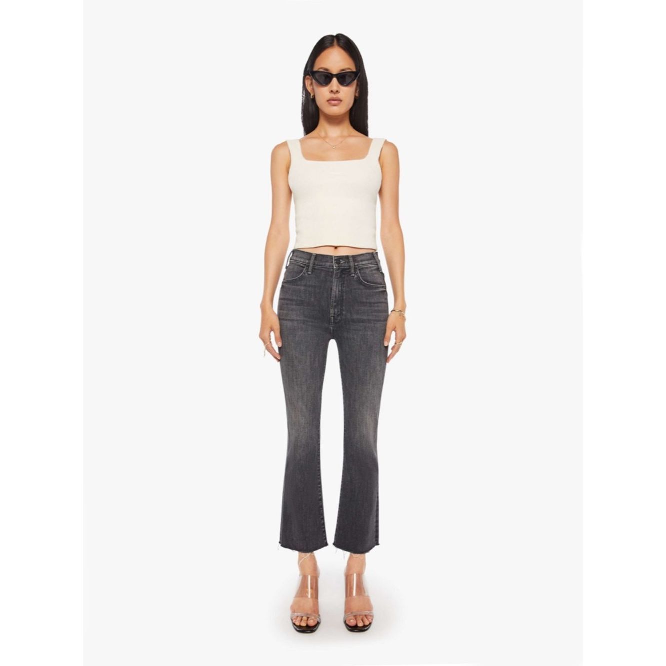MOTHER MOTHER The Hustler Ankle Fray Jeans Nightowl Gray High Rise Size 27" / US 4 / IT 40 - 2 Thumbnail