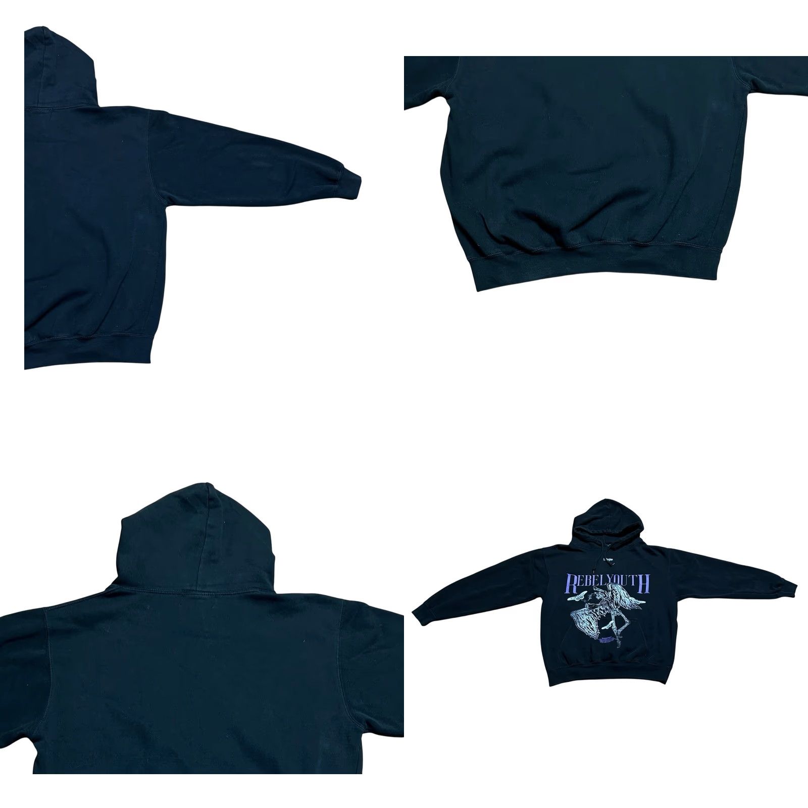 Vintage Civil Regime Hoodie Women M Black Rebel Graphic Spellout Sweater Hooded Pockets All Seasons Logo Size M / US 6-8 / IT 42-44 - 10 Thumbnail