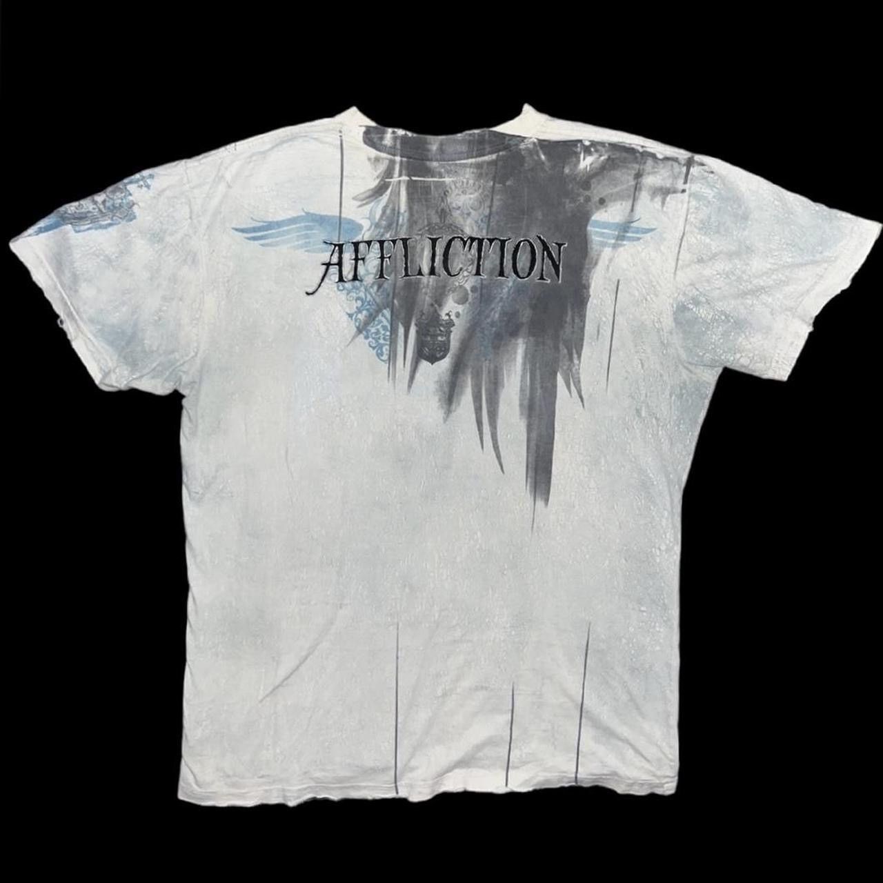 Affliction × Vintage Vintage Y2K 2000s Affliction Cyber Goth Skull Distressed Tee Size US XL / EU 56 / 4 - 4 Thumbnail