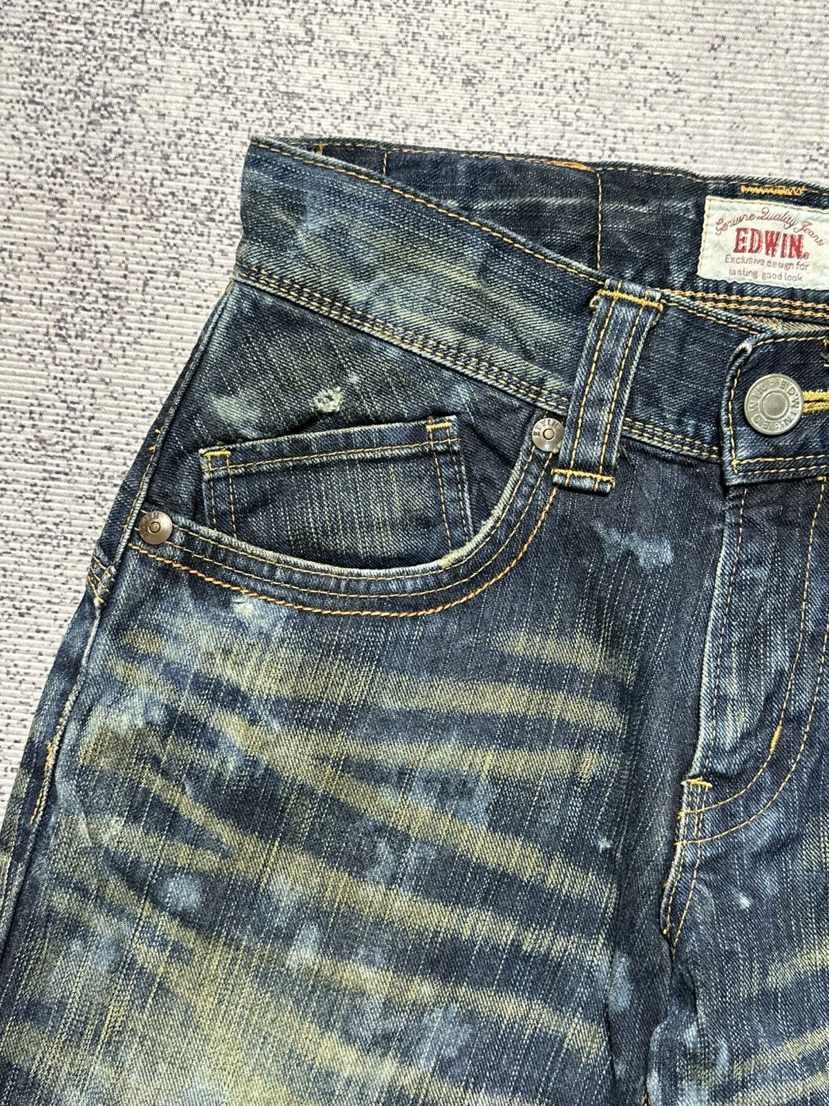 Japanese Brand 2000s Flare Edwin 411XVS Distressed Denim Y2k Size US 26 / EU 42 - 6 Thumbnail