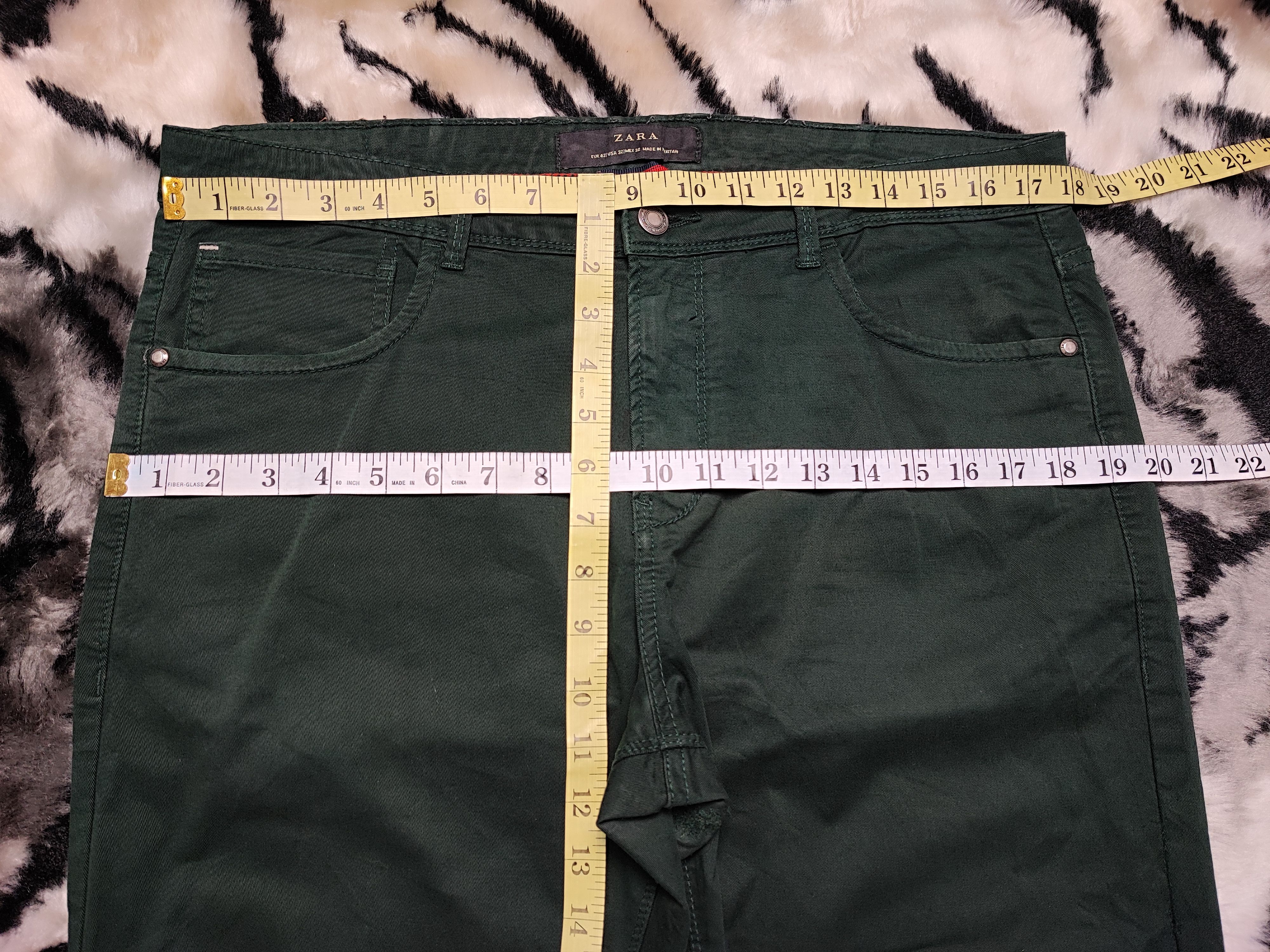 Vintage × Zara Zara Denim Distress Green Size US 35 - 5 Thumbnail