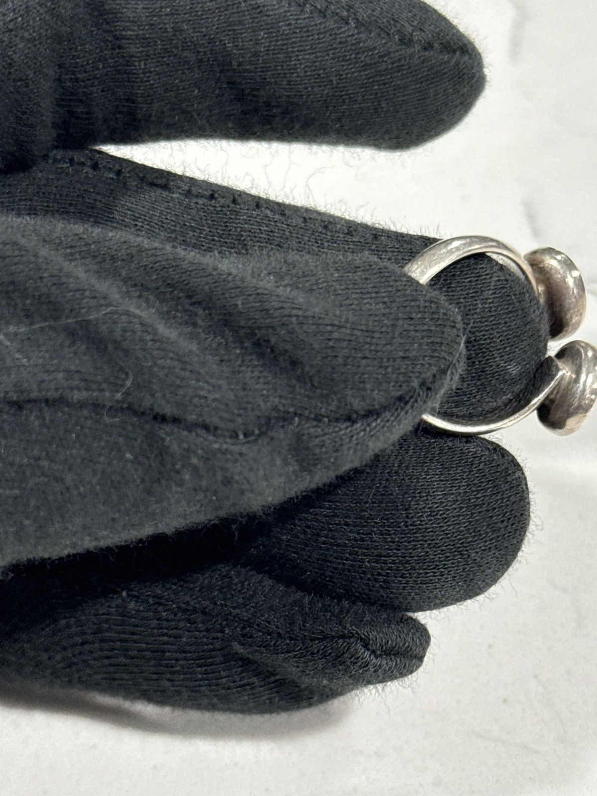 Sterling Silver Vintage .925 Silver Black Enamel Adjustable Ring Size ONE SIZE - 5 Thumbnail