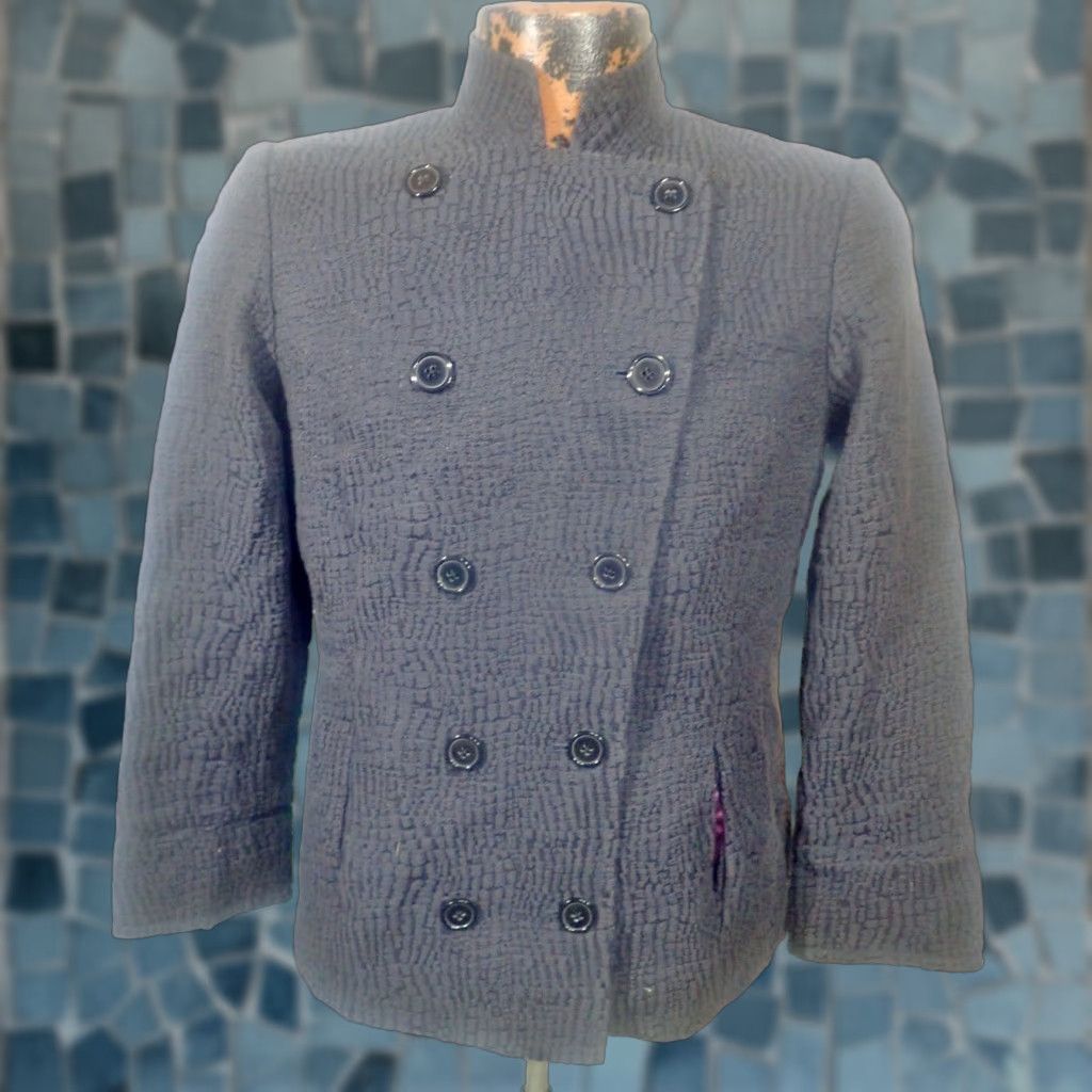 Vintage VINTAGE Linea Louis Dell'Olio Jacket Ladies Double Breasted Textured Knit Satin Lining Black S Polyester Classic Jacket Womens Size S / US 4 / IT 40 - 1 Thumbnail