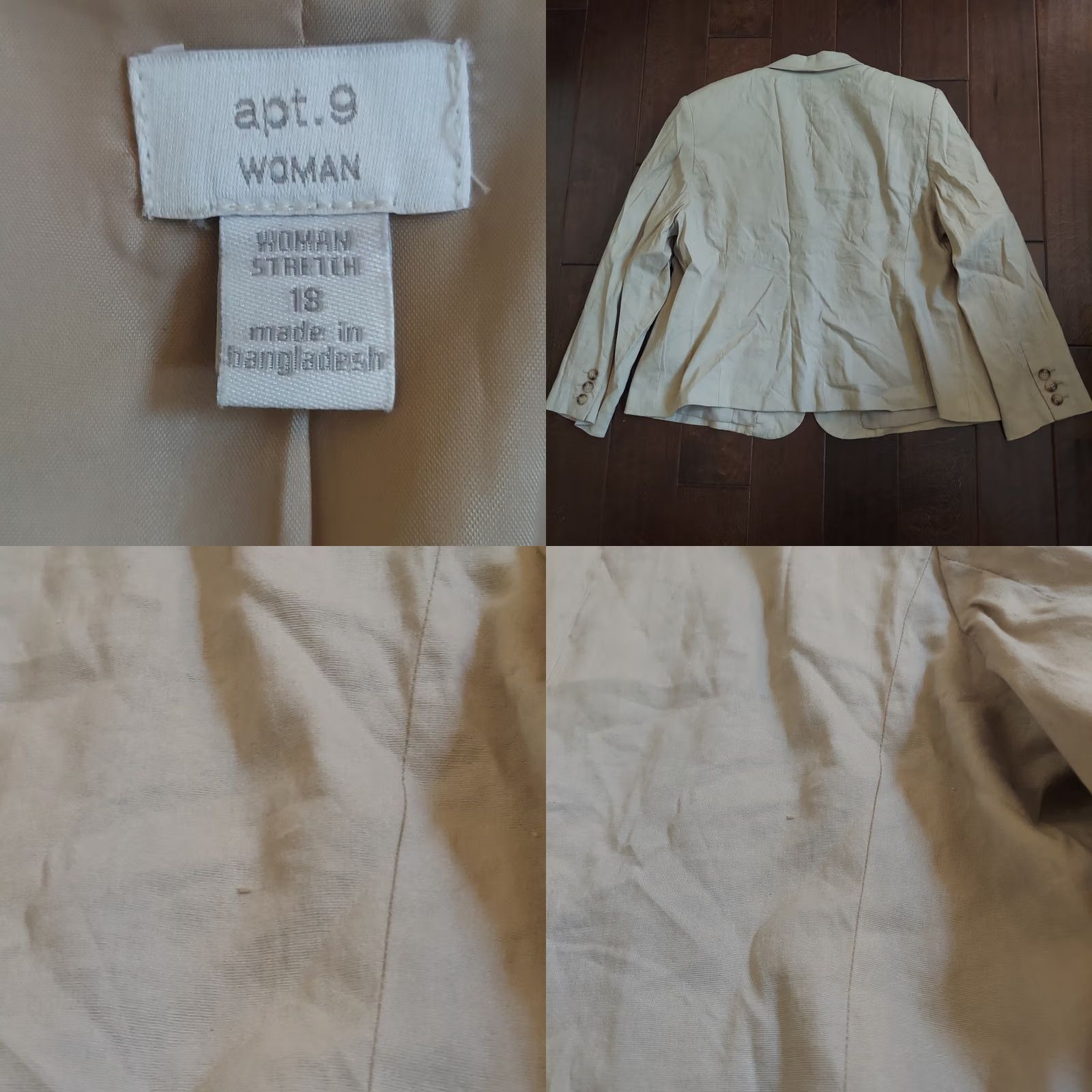 Apt. 9 Apt. 9 Blazer Shirt Floral Beige Linen Blend Stretch Long Sleeve 18 Women Womens 18 Blazer Size XXL / US 16-18 / IT 52-54 - 10 Thumbnail