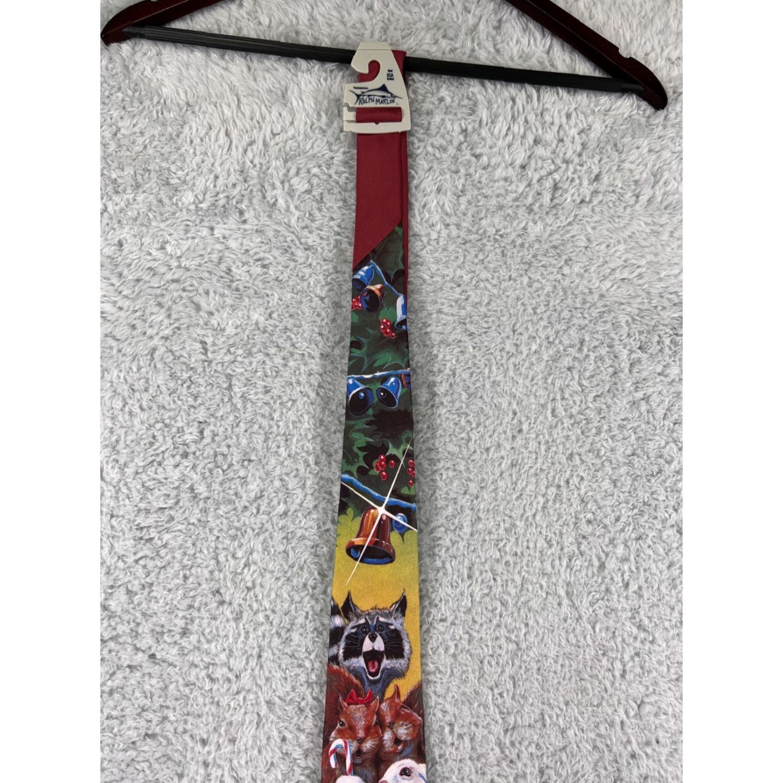 Vintage VINTAGE Ralph Marlin Mens Tie One Size Red Christmas Holiday Snow Man The Carolers Classic Pattern Size ONE SIZE - 3 Thumbnail
