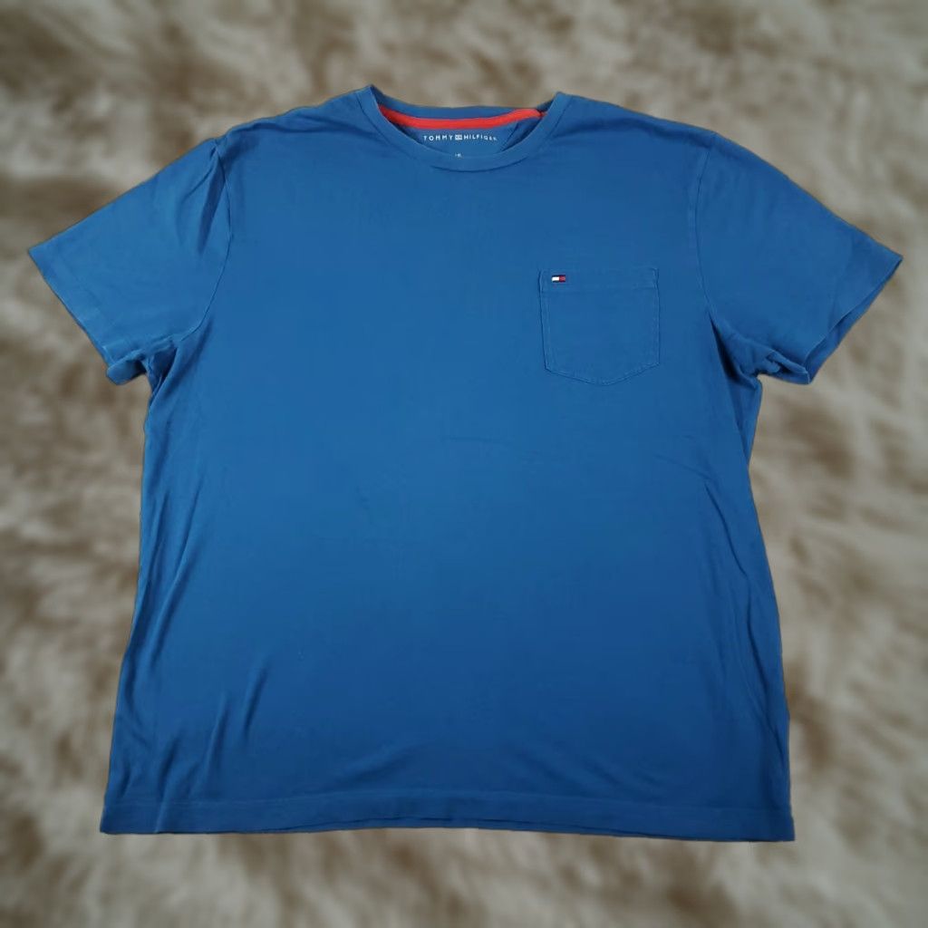 Tommy Hilfiger Tommy Hilfiger T-Shirt Mens Large Blue Casual Short Sleeve Crew Neck Regular Fit Size US L / EU 52-54 / 3 - 1 Thumbnail
