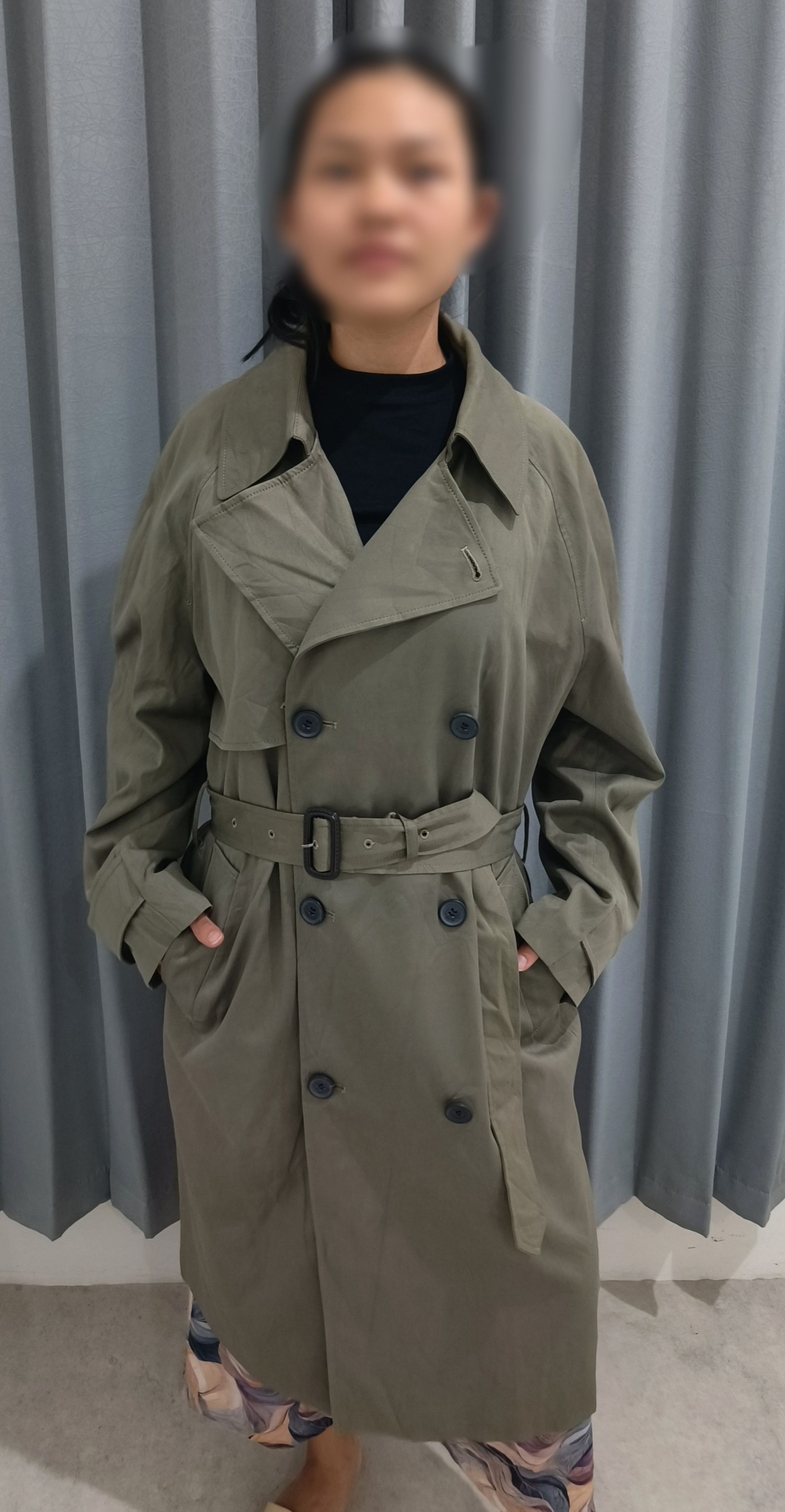 Other ANDEW Women's Green Belted Trench Coat / Spy Coat Size L / US 10 / IT 46 - 8 Thumbnail