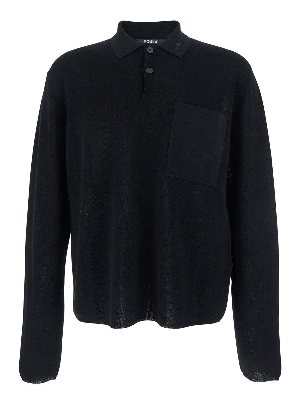 Jacquemus Black Polo Shirt with Tone-on-Tone Logo on Front in Cotton Knit Man Size US L / EU 52-54 / 3 - 1 Thumbnail