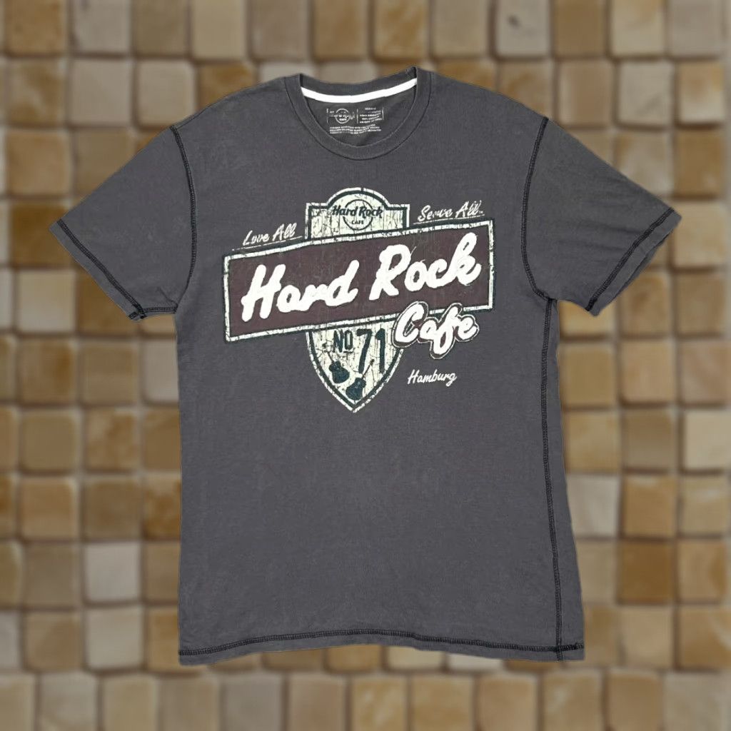 Hard Rock Cafe HARD ROCK CAFE Hamburg Embroidered Spellout Souvenir Graphic T-Shirt Medium Grey Men M Size US M / EU 48-50 / 2 - 1 Thumbnail