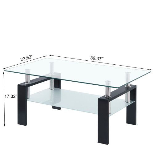 Designer × Homemade Tempered Clear Glass Coffee Table, 2-Layers Coffee Table Liv Size US L / EU 52-54 / 3 - 8 Thumbnail
