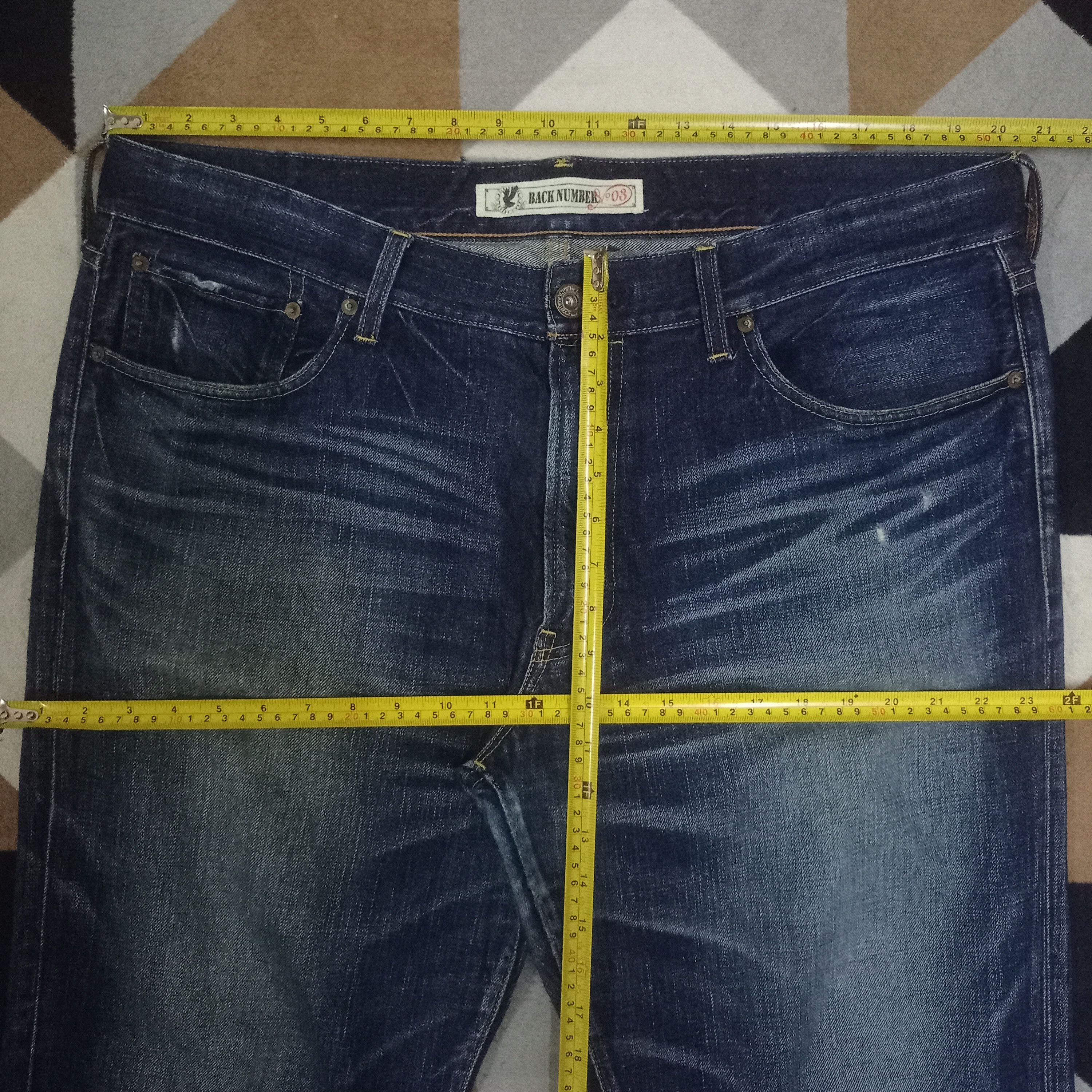 Japanese Brand Vintage Back Number Blue Wash Distressed Baggy Jeans 40x29 Size US 40 / EU 56 - 10 Thumbnail