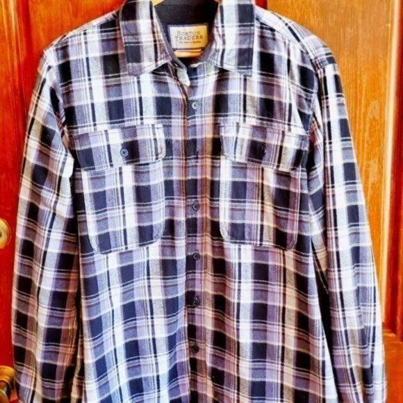 Boston Traders Boston Traders Gray Plaid Fleece Lined Long Sleeve Sz L Shac Size US L / EU 52-54 / 3 - 1 Thumbnail