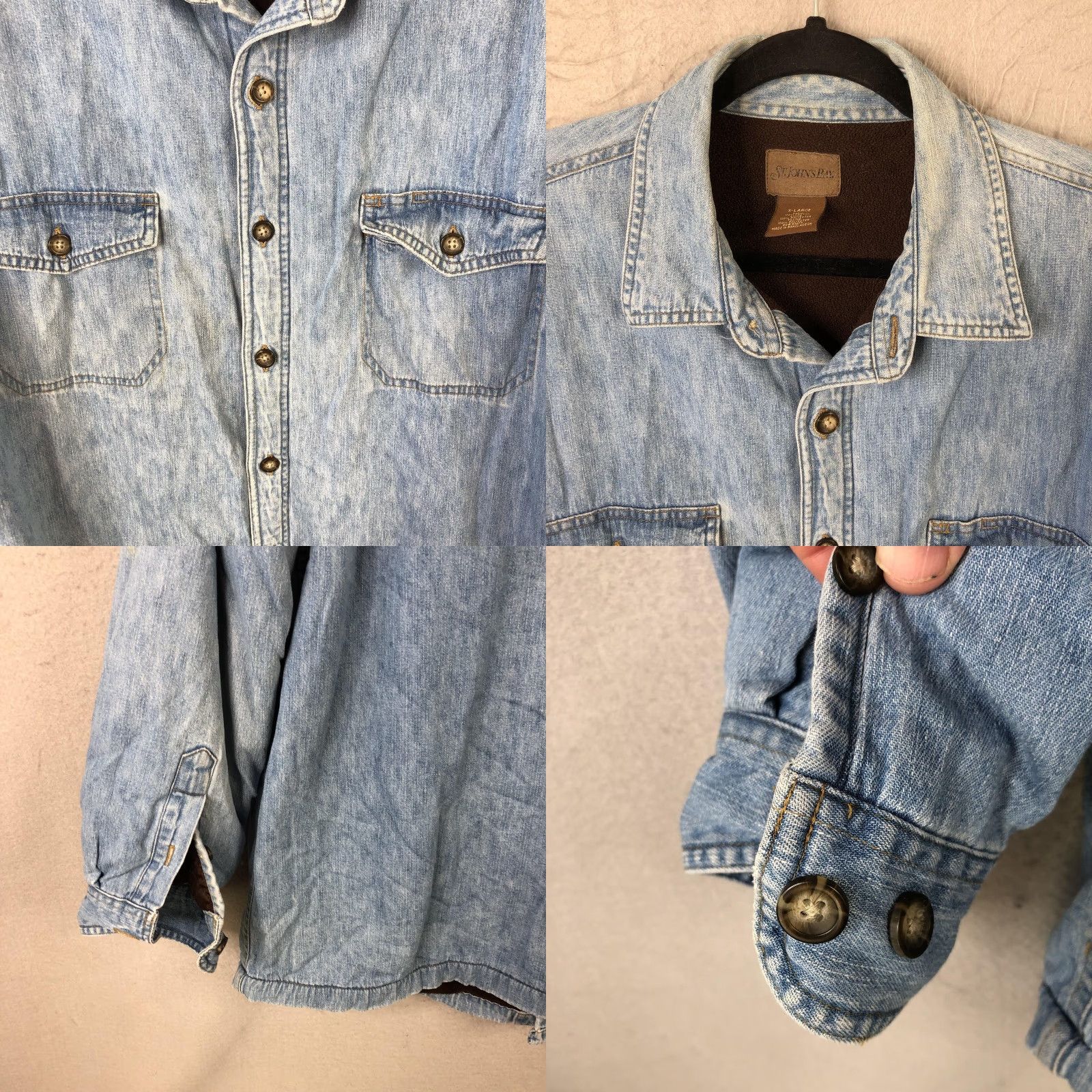 Vintage St. John's Bay Jacket Mens XL Blue Denim Fleece Lined Shacket Workwear Grunge Size US XL / EU 56 / 4 - 10 Thumbnail