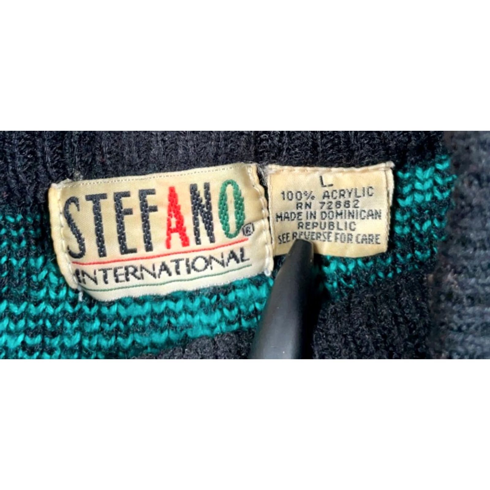 Vintage VINTAGE Stefano Sweater Women's Large Green Heart Geometric Pattern Boxy VTG Size L / US 10 / IT 46 - 3 Thumbnail