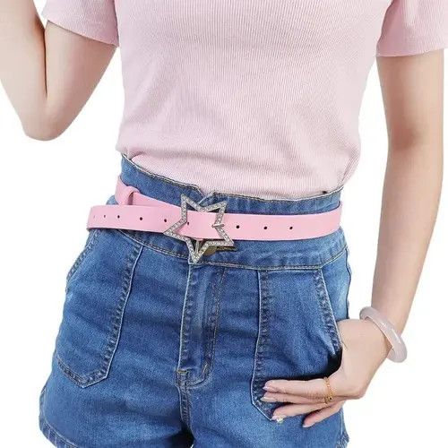 image of Unbrnd 105Cm Star Buckle Belt in Black/White/Pink, Men's