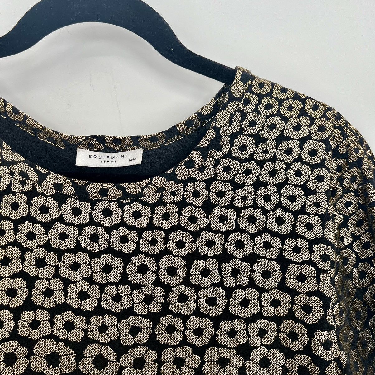 Equipment Equipment Femme Riley Metallic Floral Print Tee Black Gold Size M / US 6-8 / IT 42-44 - 3 Thumbnail