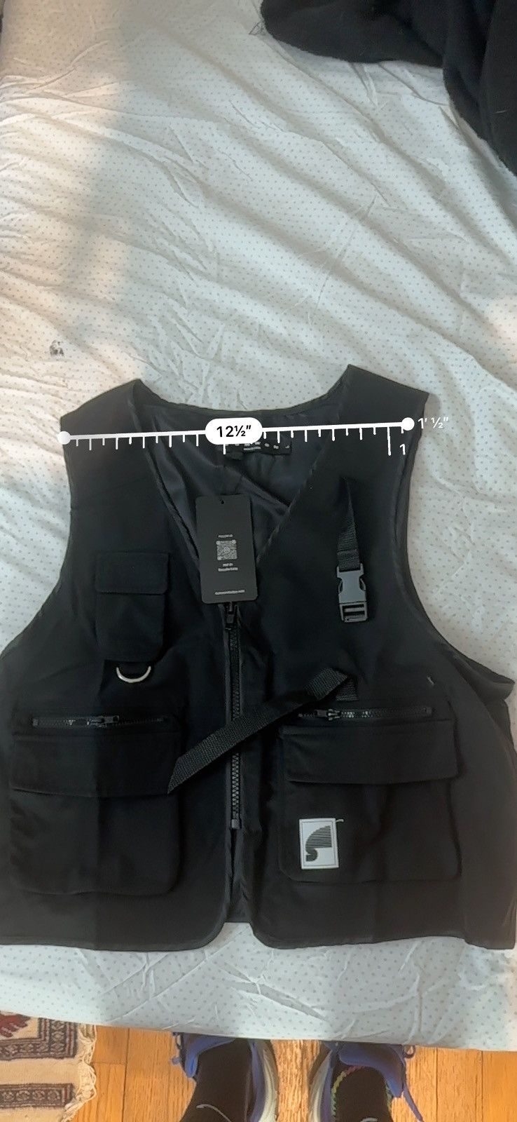 Vintage Black Vest with Zipper & Buckle Size US S / EU 44-46 / 1 - 3 Thumbnail