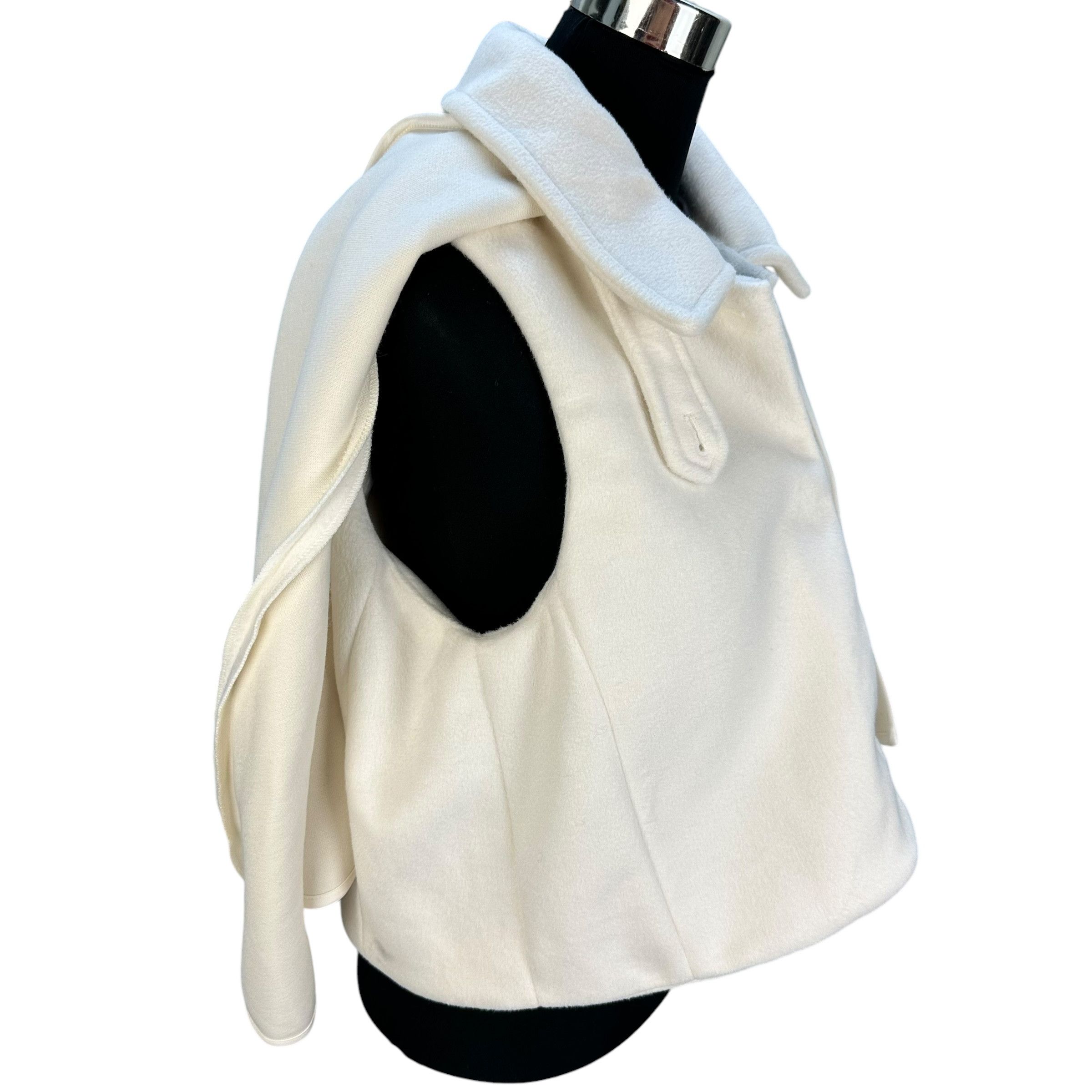 Japanese Brand SNIDEL High Collar White Cape Sleeveless Jacket #A57-1307 Size ONE SIZE - 8 Thumbnail