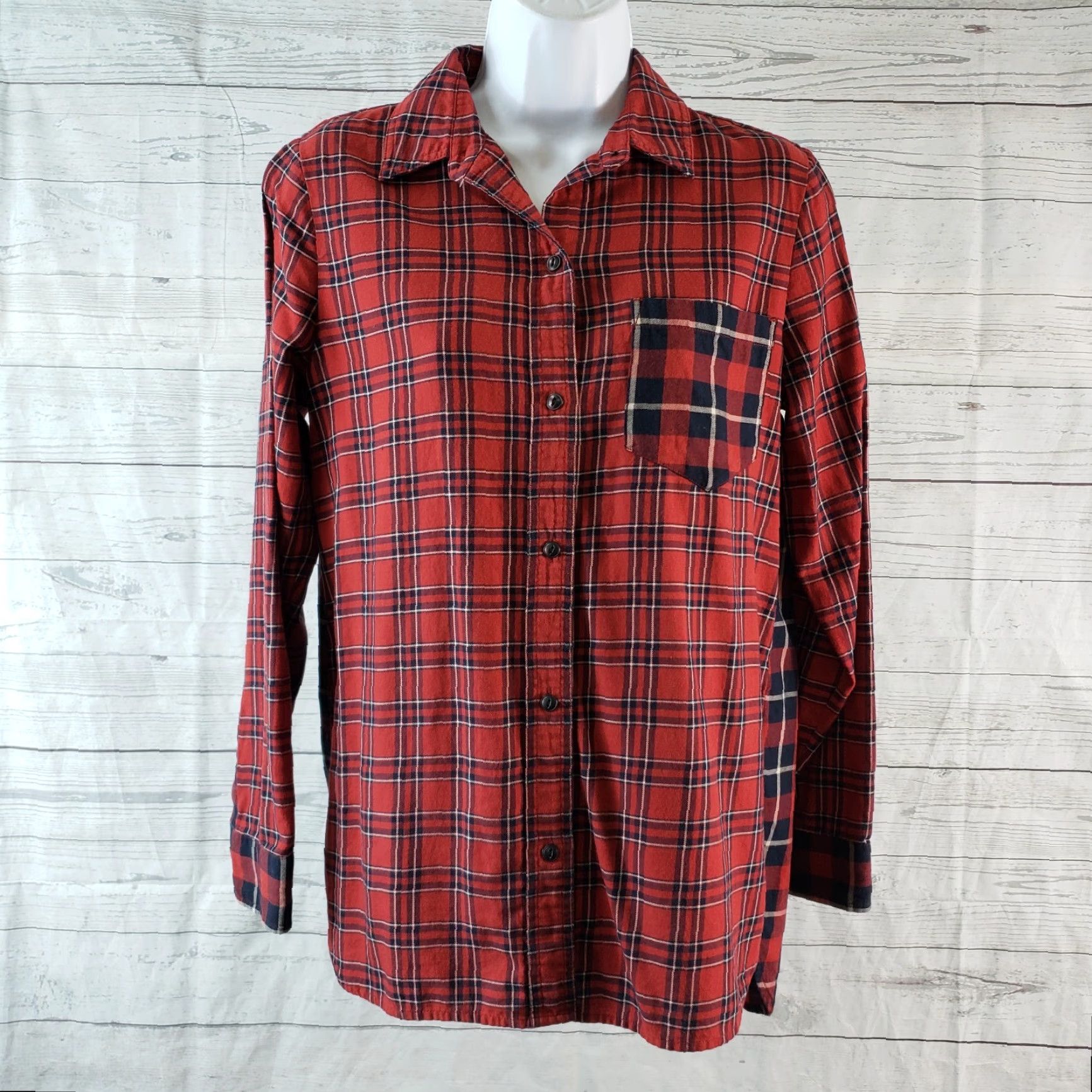 Madewell Madewell Womens Button Front Shirt Sz Small Red Plaid Long Sleeve Cotton Shirt Size S / US 4 / IT 40 - 2 Thumbnail