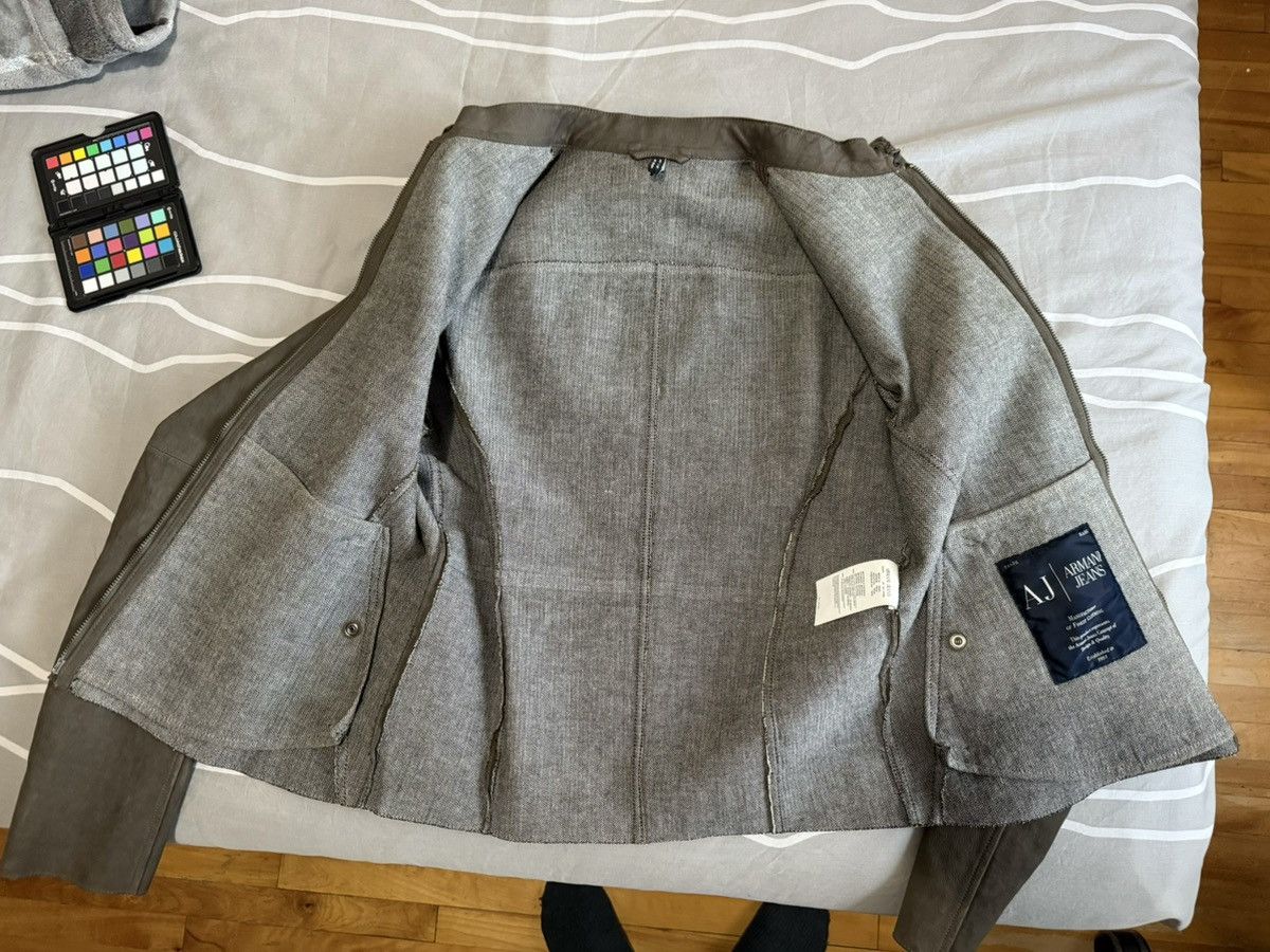Armani Armani Jeans Leather Bomber Jacket Grey Small Size US S / EU 44-46 / 1 - 4 Thumbnail