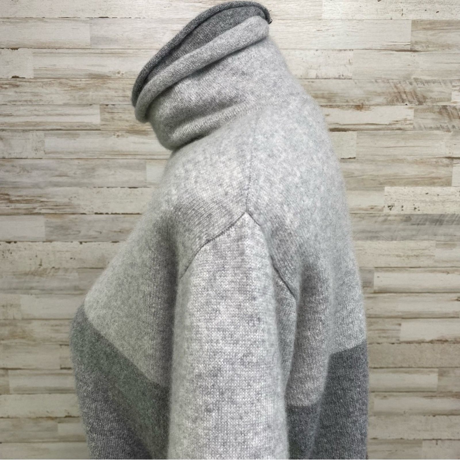 Magaschoni Cashmere Mock Neck Sweater Size M Black Gray