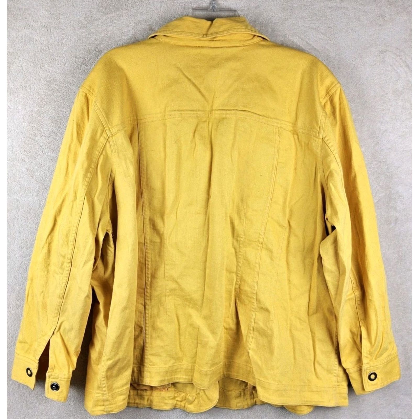 Vintage CJ Banks Denim Jacket Yellow Long Sleeve Button Front 3XL Women's Jacket Casual Mid-Length Solid Cotton Blend Pockets Collared Vintage No Size XXL / US 16-18 / IT 52-54 - 4 Thumbnail