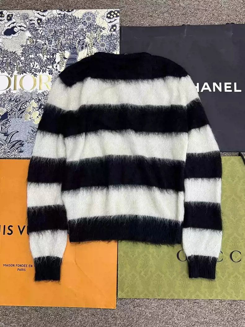 Saint Laurent Paris Saint Laurent Paris Mohair black and white striped sweater- Size US M / EU 48-50 / 2 - 2 Thumbnail