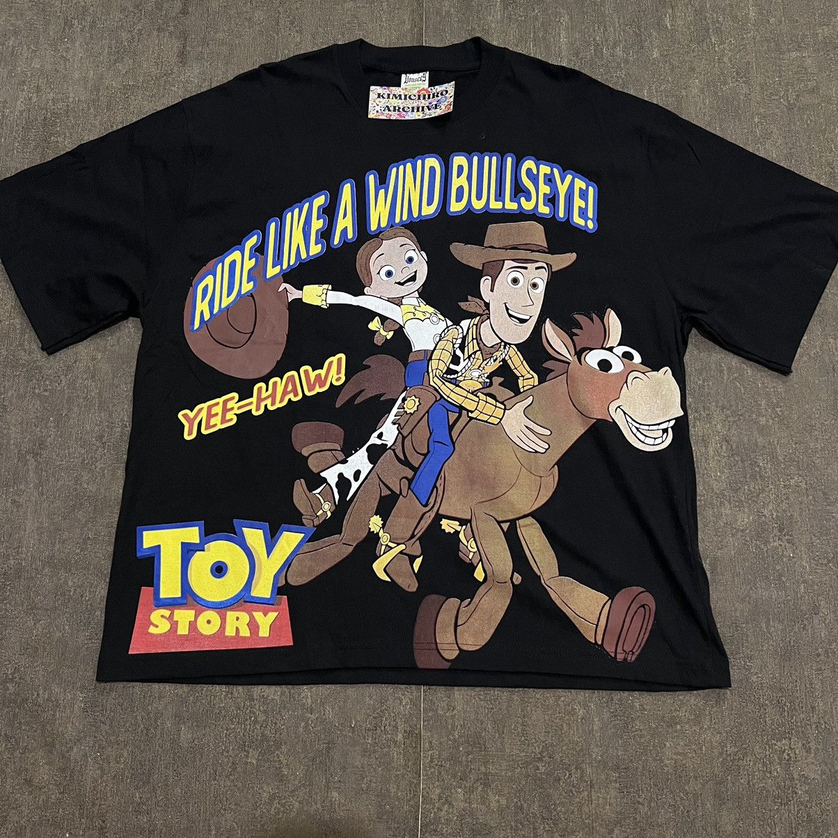 image of Toy Story X Woody X Cartoon Tees X Fan Bbootlegg in Black, Men's (Size Medium)