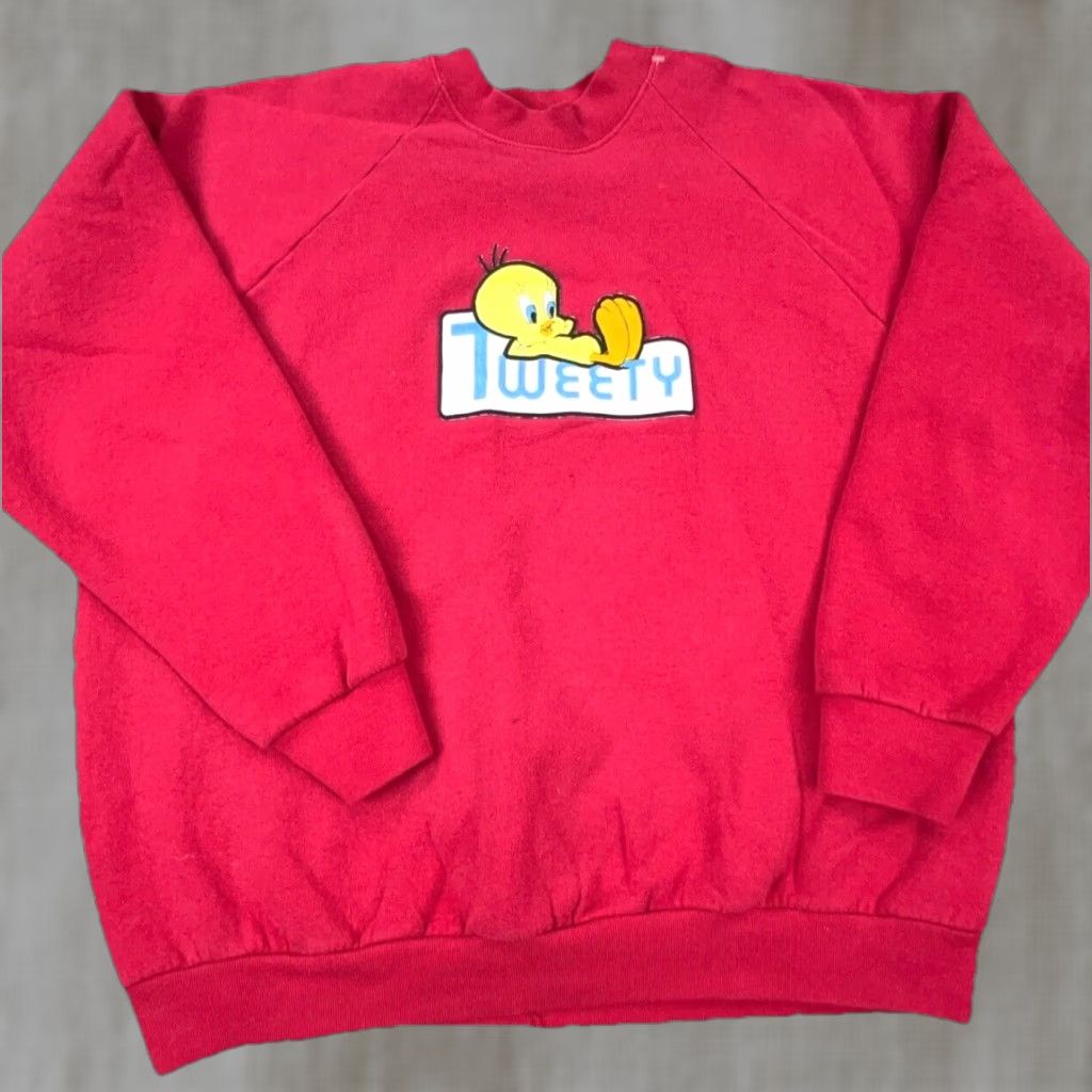 Vintage VINTAGE Looney Tunes Sweatshirt Men XL Crewneck Sweater Tweety Bird USA 90s 36* Size US XL / EU 56 / 4 - 1 Thumbnail