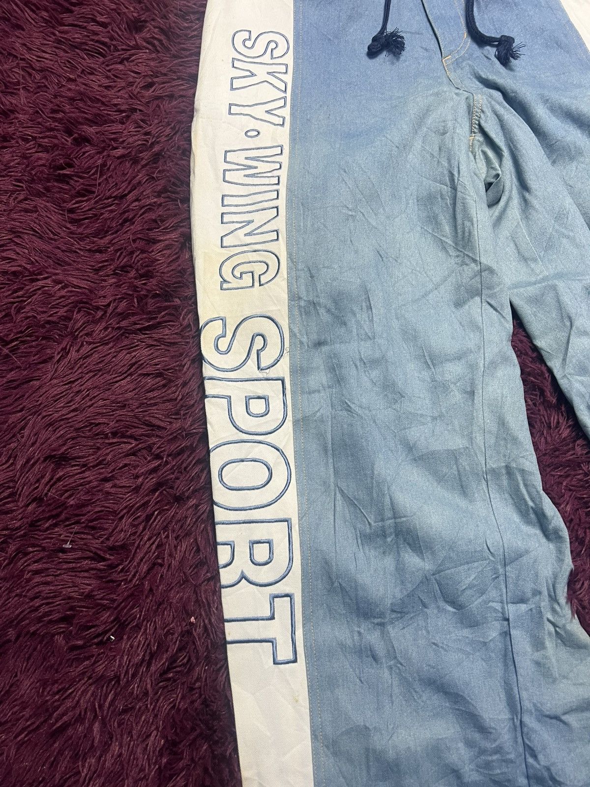 Beauty Beast Vtg Sky Wing Sport Patchwork Denim Pants (45) Size US 29 - 3 Thumbnail