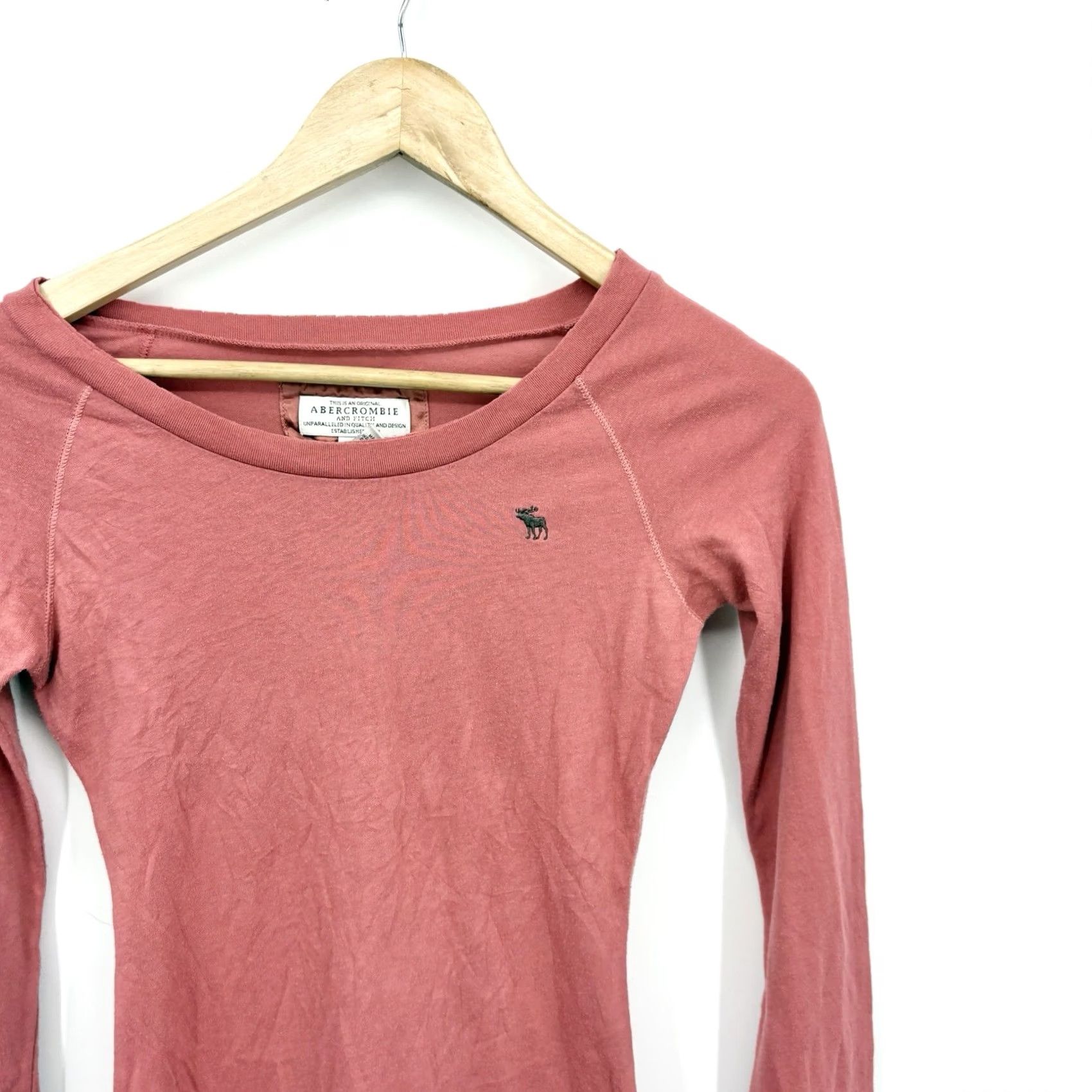 Abercrombie & Fitch VINTAGE Abercrombie & Fitch Top Shirt XS Pink Ribbed Boat Neck Coquette Bella Elena Slim Womens Short Sleeve Pullover Blouse Casual 2000s Size XS / US 0-2 / IT 36-38 - 3 Thumbnail
