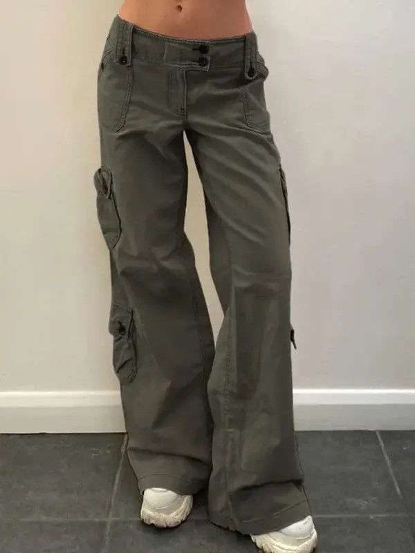 VIBE Denim Pants Women Pockets Stitching Straight Cargo Pants Size 30" / US 8 / IT 44 - 1 Thumbnail