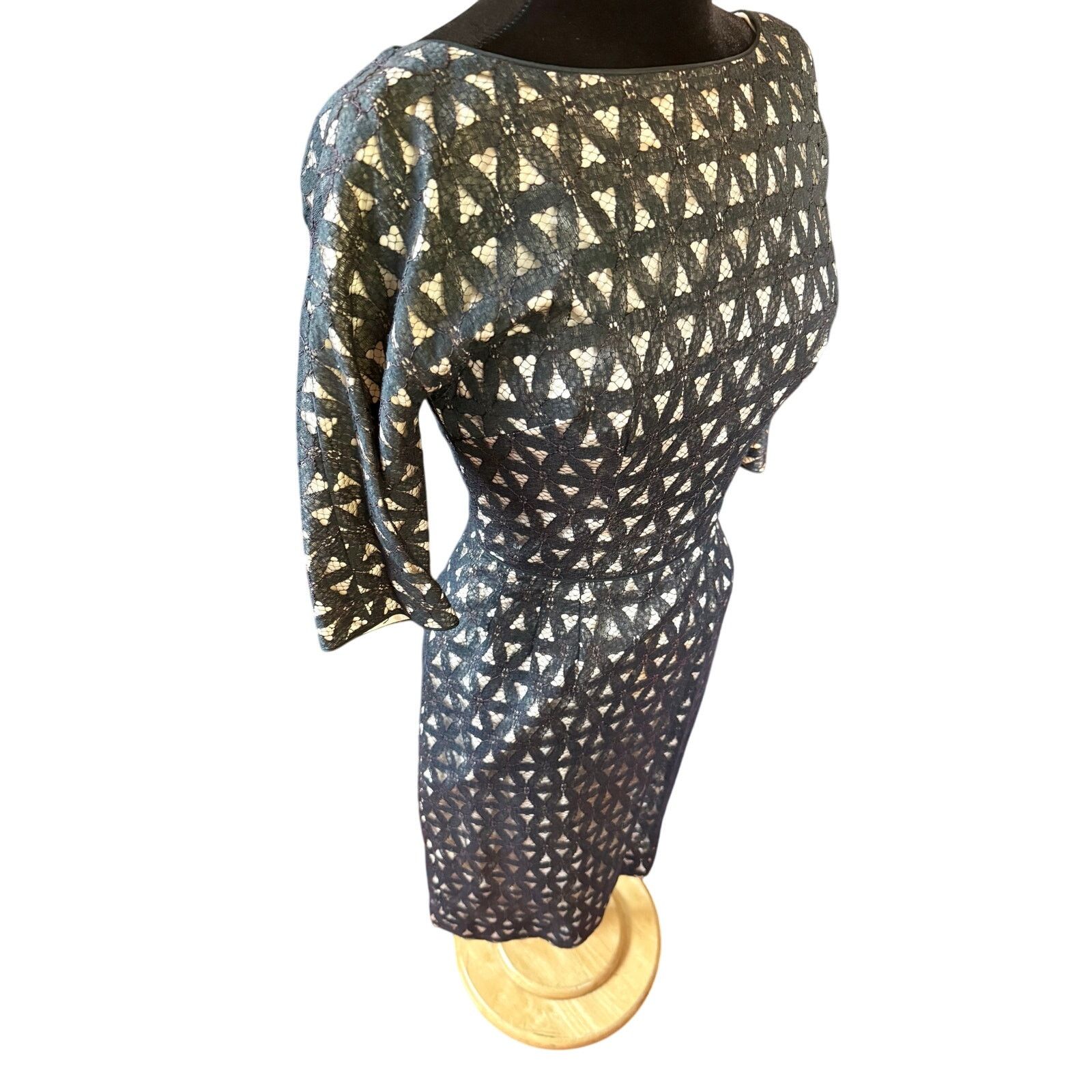 Vintage Vintage 50’s Black Lace Overlay Nude Dress XS S Pinup Bow Size XS / US 0-2 / IT 36-38 - 3 Thumbnail