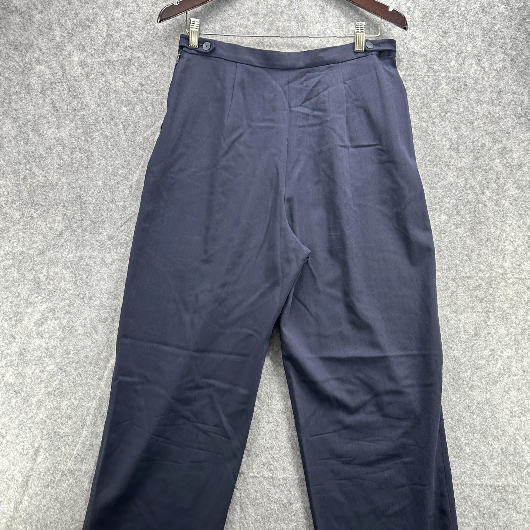 Giorgio Armani Giorgio Armani Le Collezioni Pants Womens 10 Navy Wool Pleated Tapered Zip Lined Pockets Workwear Made in Italy Size 32" / US 10 / IT 46 - 3 Thumbnail