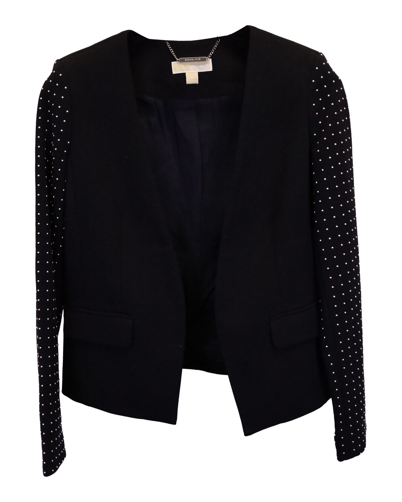 Michael Kors Michael Kors Studded Sleeve Blazer in Black Polyester Size M / US 6-8 / IT 42-44 - 1 Thumbnail
