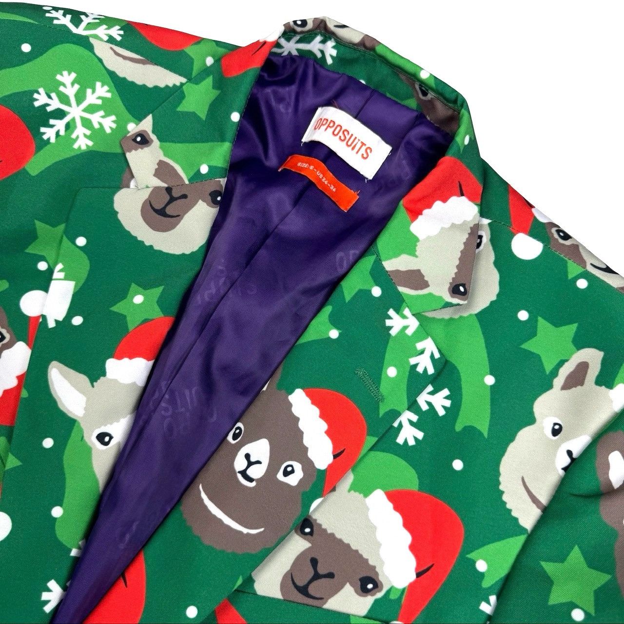 Other OppoSuits Men's Christmas Santa Llama 2-Button Blazer Red/Gr Size 38R - 1 Thumbnail